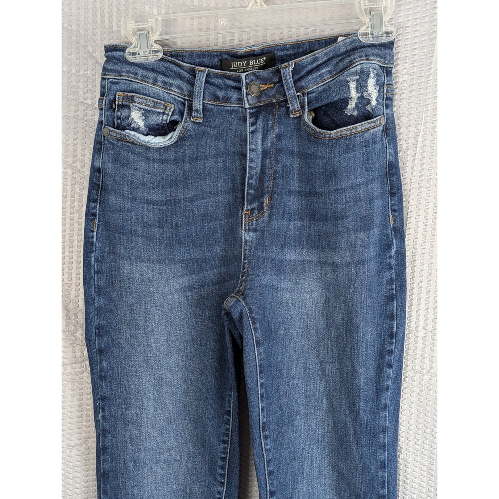 Judy Blue Womens Size 3/26 Slim Bootcut Jeans Dark Wash Distressed Pockets
